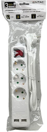 Entac tcd ra 3 V 1,5 m Kabel mit 2 x USB + Schalter weiß – 6872632