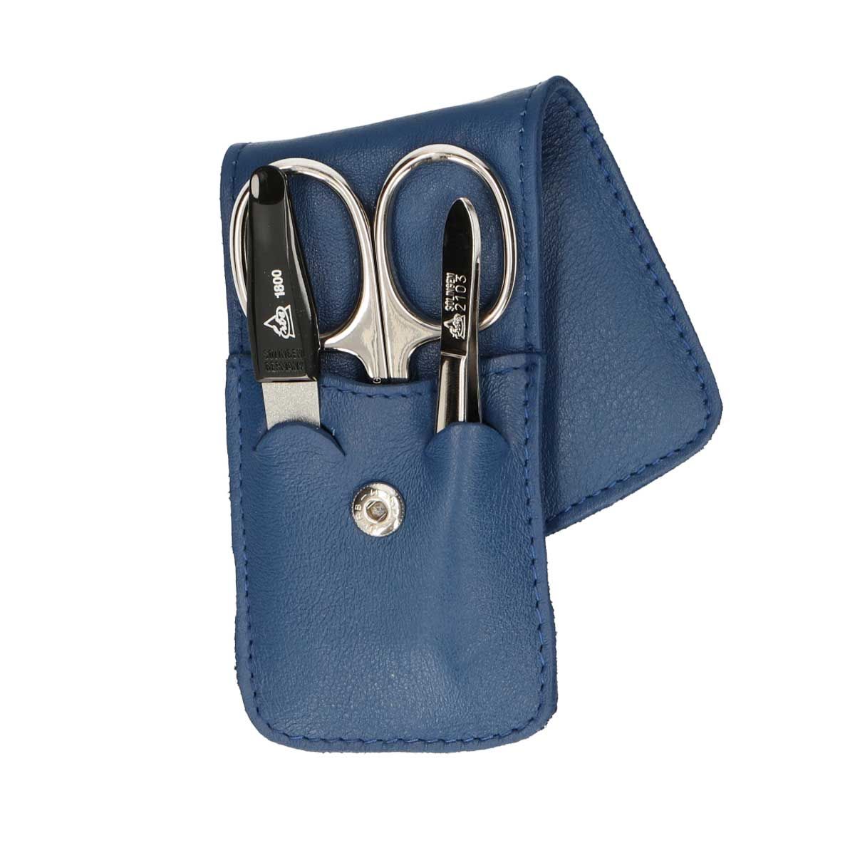 Erbe Solingen 3-teiliges Maniküre-Etui mit Druckknopfverschluss dunkelblau (erbe9071)