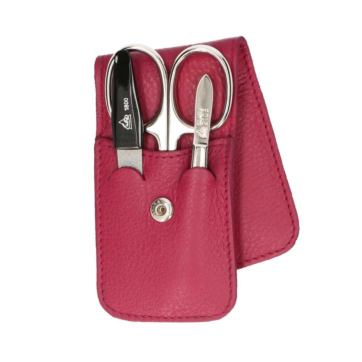 Erbe Solingen 3-teiliges Maniküre-Etui mit Druckknopfverschluss Fuchsia (erbe9079)