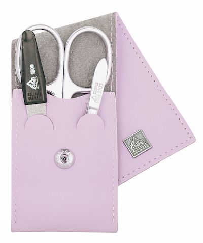 Erbe Solingen 3-teiliges Maniküre-Etui mit Druckknopfverschluss hellviolett (erbe9673)