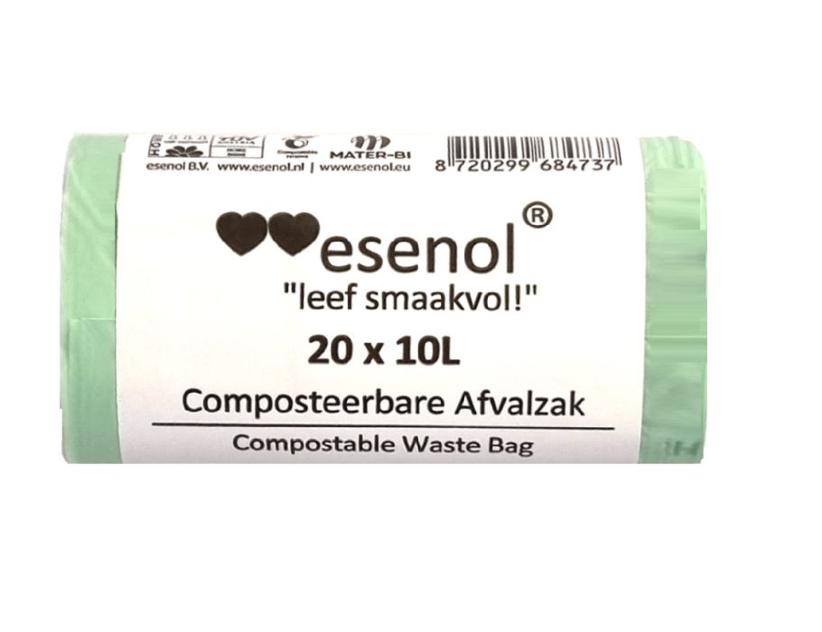 Esenol kompostierbare Abfallbeutel 10 Liter - 1 Rolle von 20st