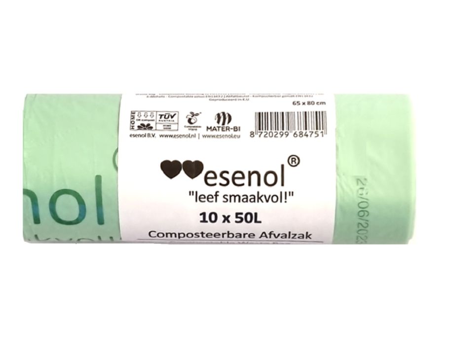 Esenol kompostierbare Abfallbeutel 50 Liter - 1 Rolle 10st