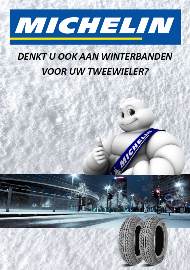 Michelin Poster 'Tweewieler winterbanden' voor A1 stoepbord NL