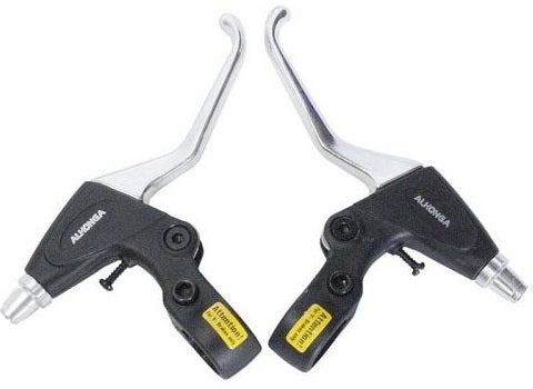 Alhonga Bremshebelset V-Brake links + rechts 3-Finger schwarz silber
