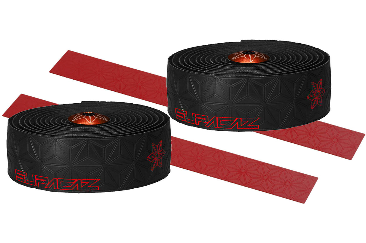 Supacaz Super Sticky Kush Galaxy Steering Ribbon Black Red Including aluminum steering plug