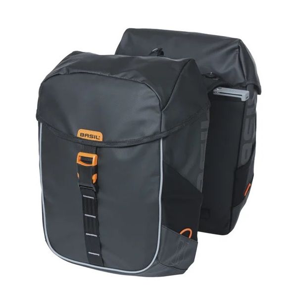 Basil Doppelte Fahrradtasche Miles Plane Mik 34 Liter 13 x 25 x 37 cm – Schwarz Orange