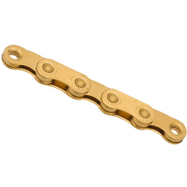 Kmc-Kette 12-Gang x flaches Zinngold x 126l gewachst