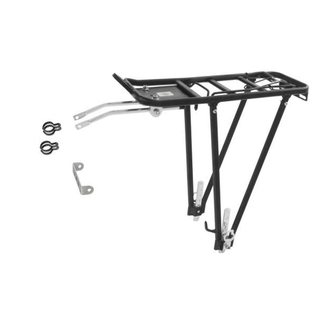 M-Wave Gepäckregal Universal, schwarzes Aluminium 26 28 Zoll (Hanging-Paket)