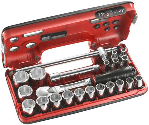 Facom Kompaktbox 1 2''6-seitig mit Ratsche mit staubdichtem Kopf – Schiebegriff – sl.dbox4
