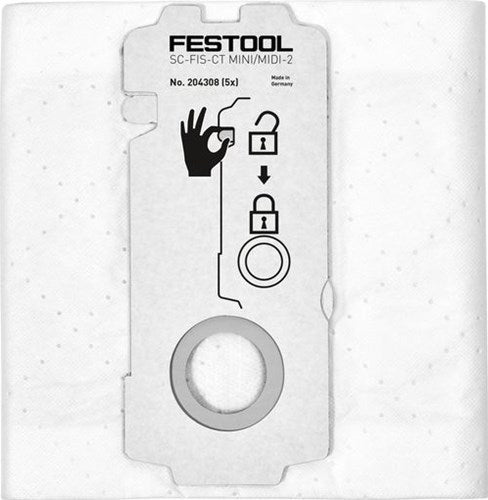 Festool Zubehör selbstreinigender Filterbeutel sc-fis-ct mini midi-2 5 ct15 – 204308