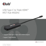 Club 3D USB-C auf Triple HDMI MST Hub 4K60Hz Adapter (Schwarz)