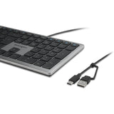 Kensington KB515 EQ USB-C USB-A kabelgebundene Tastatur (grau, US-internationales Layout (QWERTY), Scherenschalter, 100 %)