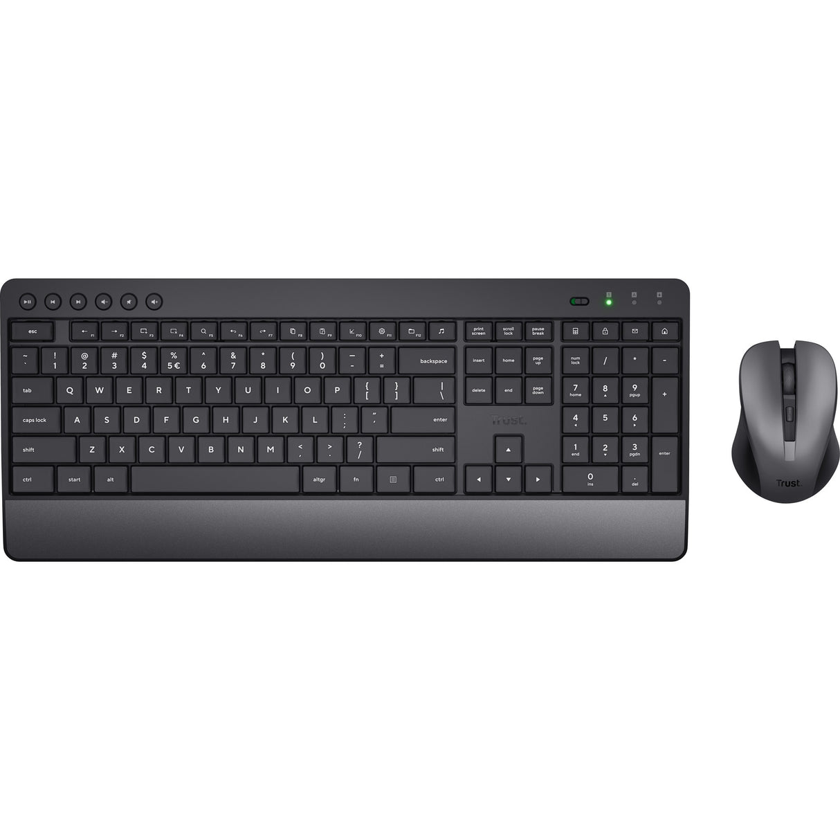 Trust Trezo Comfort kabelloses Tastatur- und Mausset, Desktop-Set (schwarz, US-Layout (QWERTY), 100 %)