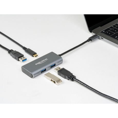 Delock externer USB 3.2 Gen 2 USB Typ-C Hub USB-Hub (grau)