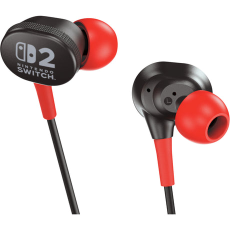 Powera kabelgebundene Ohrhörer für Nintendo Switch 2 In-Ear (schwarz rot, Nintendo Switch 2, Nintendo Switch, Nintendo Switch – OLED-Modell, Nintendo Switch Lite)