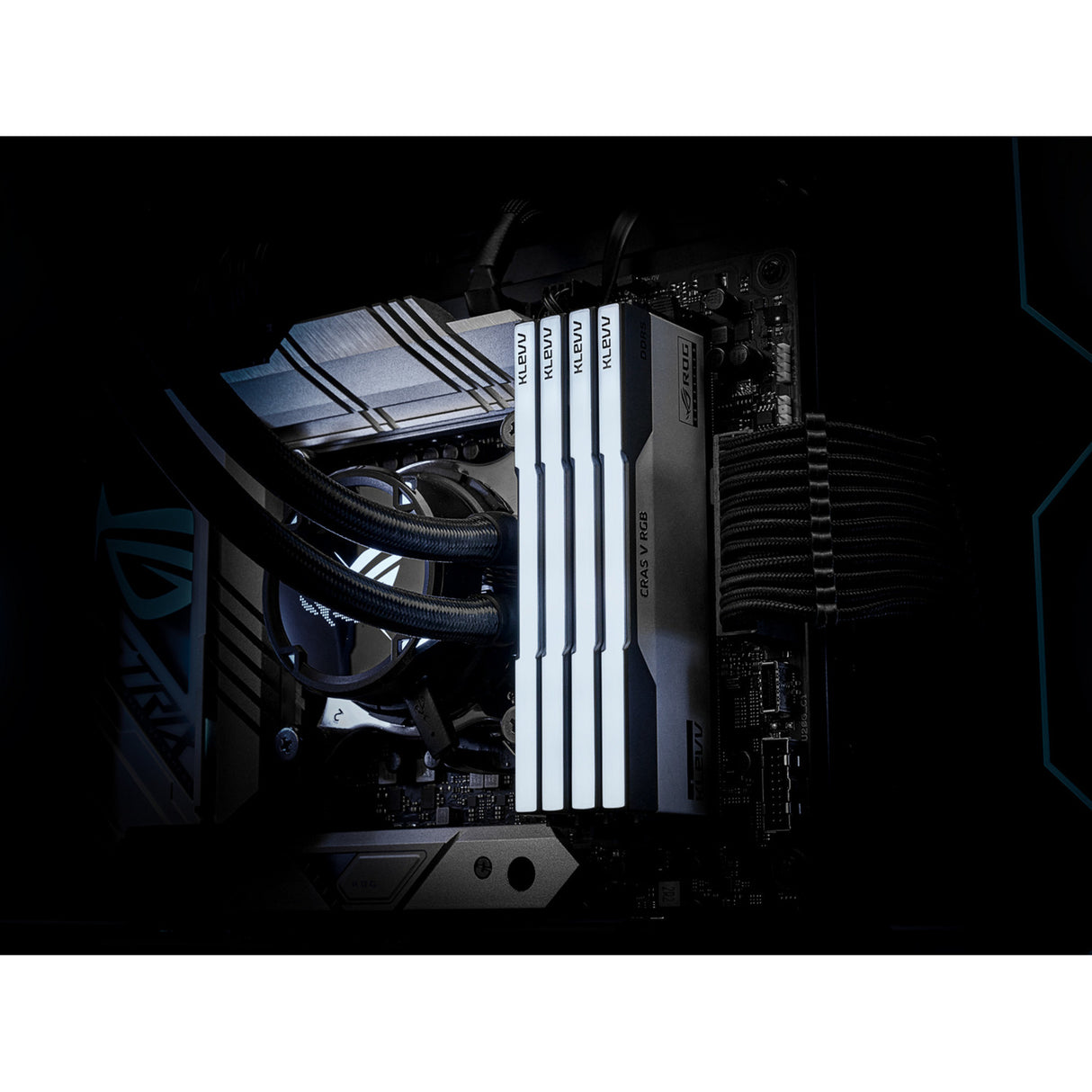 Klevv 32 gb ddr5-6200 (2x 16 gb) kit werkgeheugen (wit zwart, kd5agua80-62b320p, cras v rgb rog, xmp 3.0, expo)