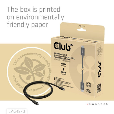 Club 3D USB-C 80 Gbit/s zertifiziert 240 W 8K 240 Hz