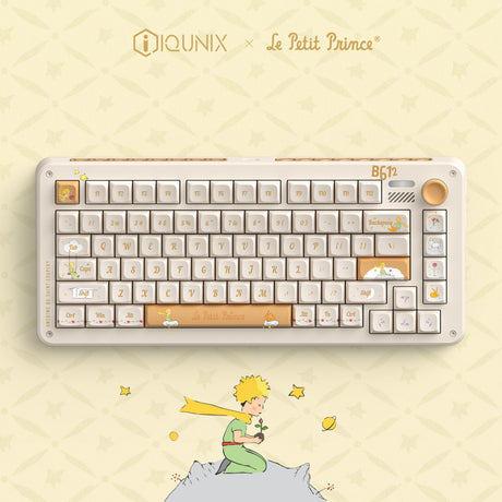Iqunix zx75 Sunset Ponder kabellose mechanische Tastatur (hellgelb, US-Layout (QWERTY), Iqunix Silent Rose, 75 %, RGB-LEDs, Hot-Swap-fähig, Double-Shot PBT, 2,4 GHz | Bluetooth 5.1 | USB-C)