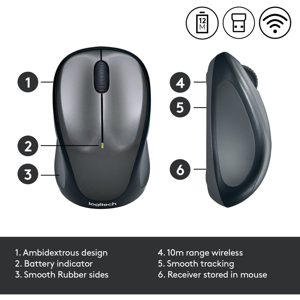 Logitech kabellose Maus m235 (schwarzgrau, Nano-Empfänger)
