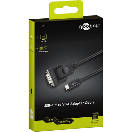 Goobay USB-C-auf-VGA-Adapterkabel (schwarz, 1,8 Meter)