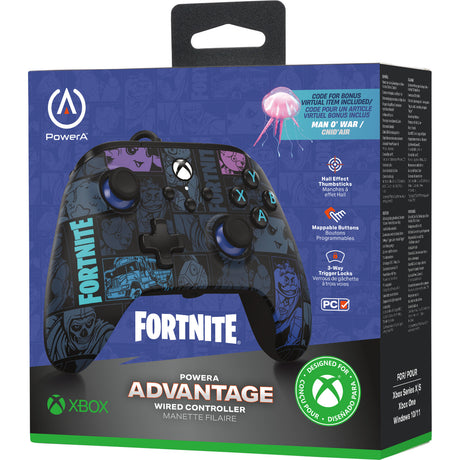 Powera Advantage Controller mit Kabel für die Xbox Series x|s – Fortnite: Victory Royale (dunkelblau, Xbox Series x|s, Xbox One, PC)