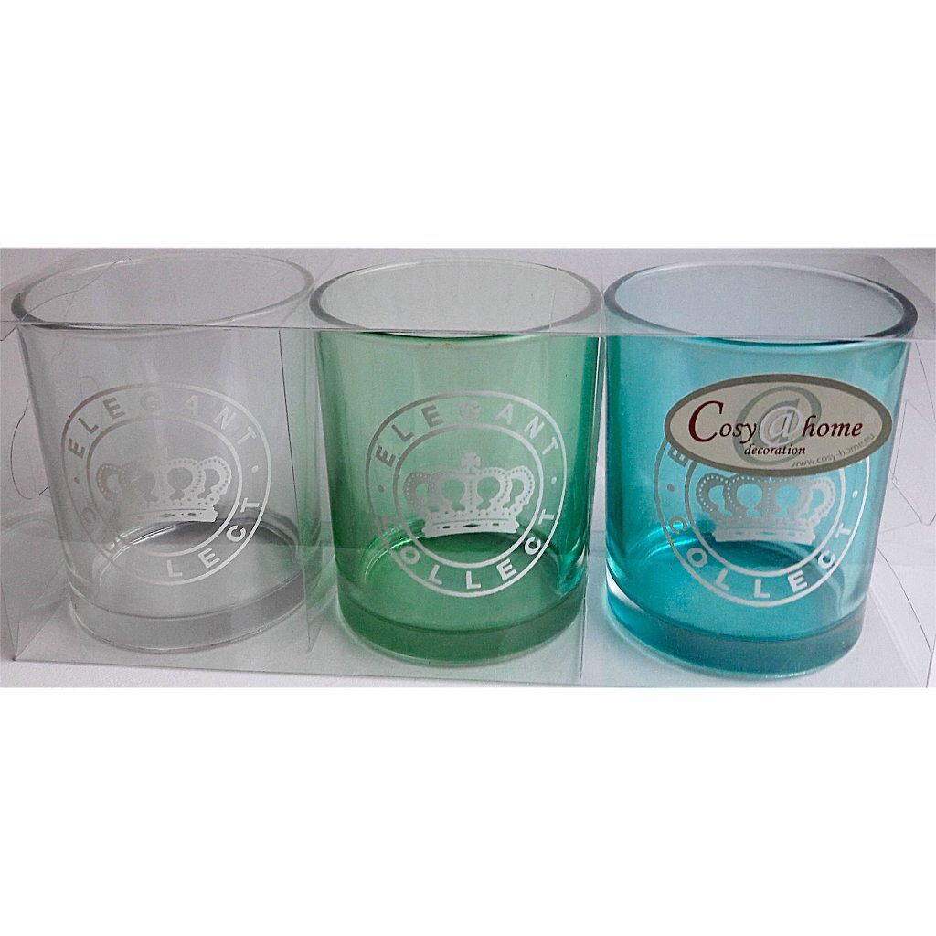 Cosy@home Elegant Collect Teelichthalter aus Glas, 3 Stück