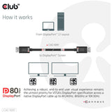 Club 3D DisplayPort 2.1 Vesa DP80 zertifiziertes Kabel Stecker-Stecker (Schwarz, 1,2 Meter, 4K 240 Hz, 8K 60 Hz, 80 Gbit/s)