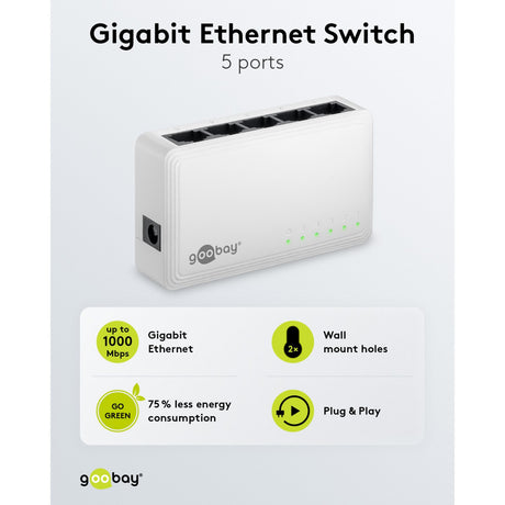Goobay 5-poort gigabit ethernet switch (wit)