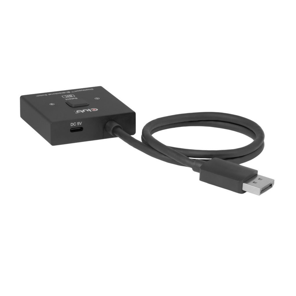 Club 3d displayport 2-in-1 bidirectionele 8k switch displayport switch (zwart)