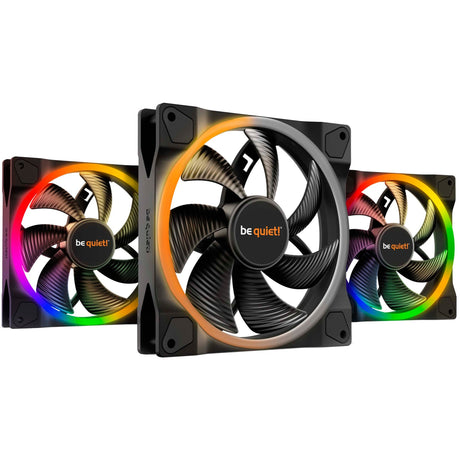 Ruhig sein! Light Wings PWM RGB Gehäuselüfter (schwarz, 3 Stück, 140 x 140 x 25 mm)