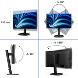 Philips 24b2u3601 00 23.8 monitor (zwart, hdmi, displayport, usb-c, lan, audio, 120 hz)