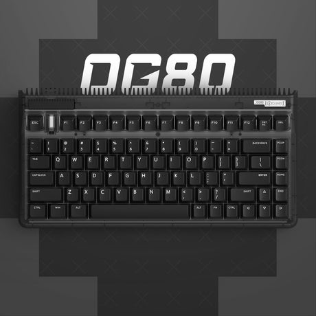 Iqunix OG80 Dark Side kabellose mechanische Tastatur (schwarz, US-Layout (QWERTZ), Gateron-Rot, 80 % (TKL), RGB-LEDs, Hot-Swap-fähig, PBT, 2,4 GHz | Bluetooth 5.1 | USB-C)