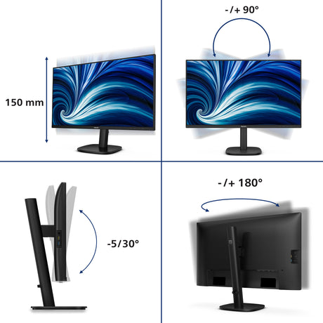 Philips 27b2n3500j 27 monitor (zwart, 1x displayport, 2x hdmi, 3x usb-a, 120 hz)