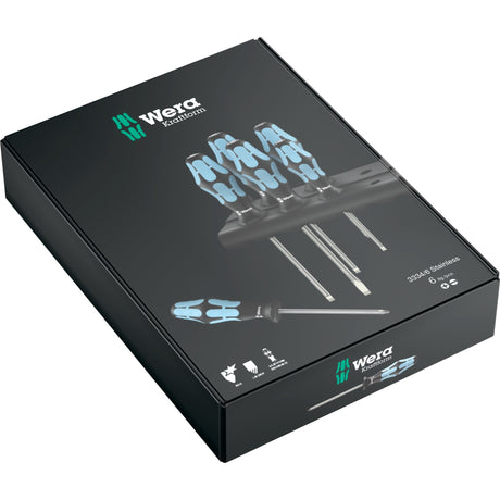 Wera 3334 6 Schraubendreher-Set, Edelstahl + Halter, 6-teilig (schwarz blau)
