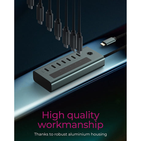 Icy Box 7-Port USB-C 3.2 Gen 2 USB-Hub (blau-grau)