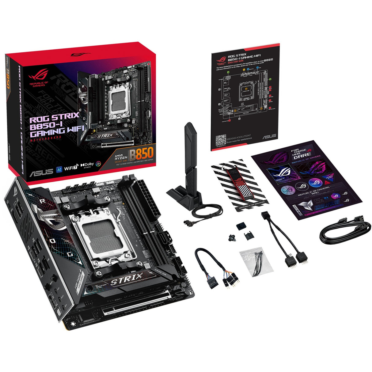 Asus ROG Strix B850-I Gaming Wi-Fi Sockel AM5 Motherboard (2,5 GB-LAN, Wi-Fi 7, BT, Sound, Mini-ITX)