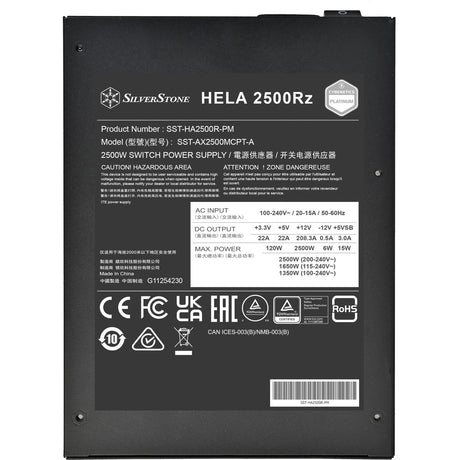 Silverstone hela 2500r 2500 watt voeding (zwart, 4x 12v-2x6, 7x pcie)