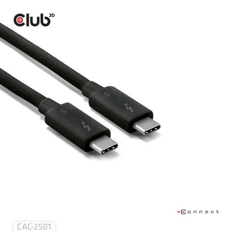 Club 3D Thunderbolt 5 zertifiziertes 8K240Hz-Kabel (schwarz, Daten 80 120 Gbit/s, EPR 240 Watt, 1 Meter)