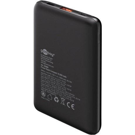 Goobay Powerbank kompakt 10.000 mAh (Schwarz, 10 Ah, 1x USB-A, 1x USB-C, Power Delivery, Schnellladung)