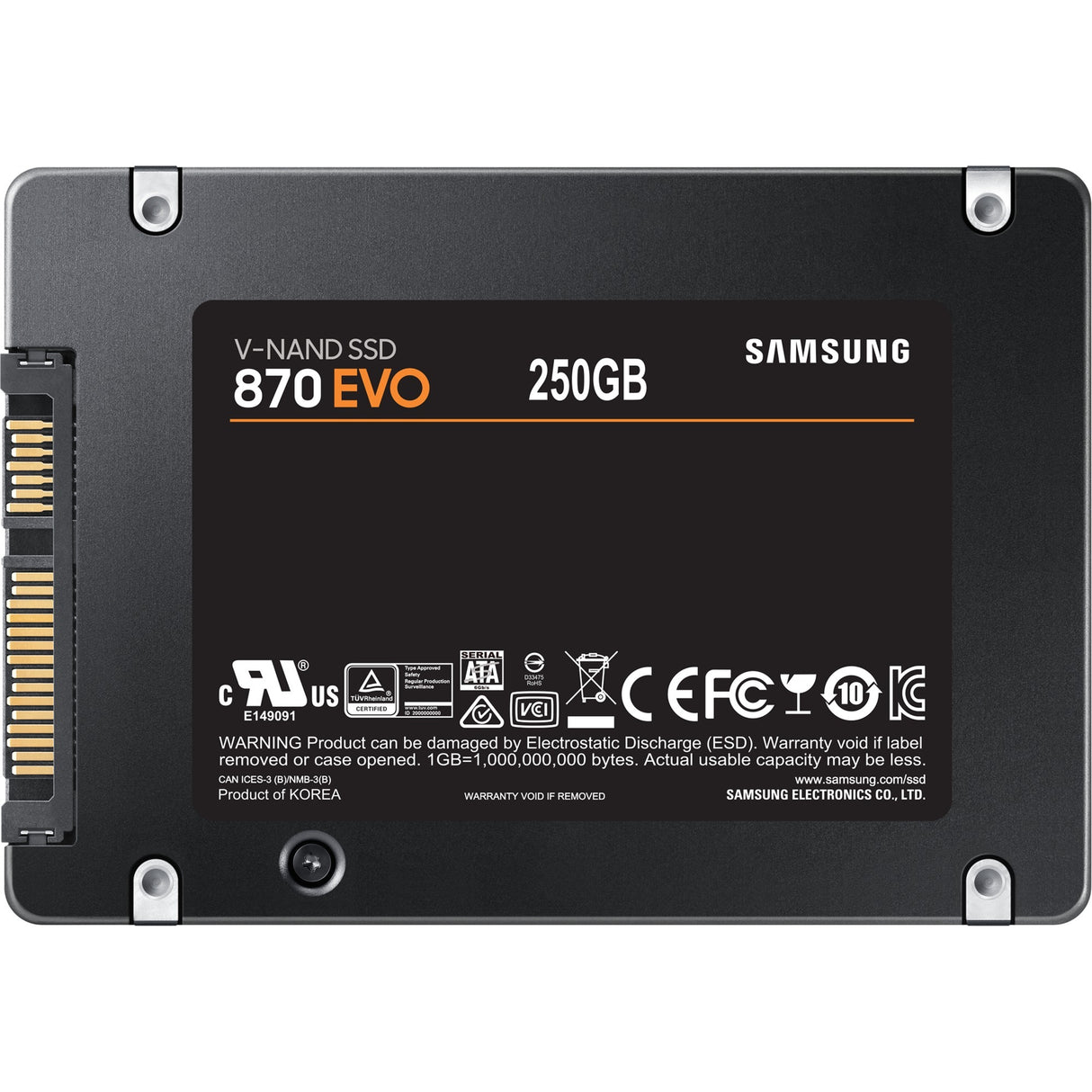 Samsung mz-77e250b 870 evo SSD, 250b, 2,5, SATA-3 6 Gbit/s, 3D V-NAND, 512 MB DDR4, 560 550 MB s