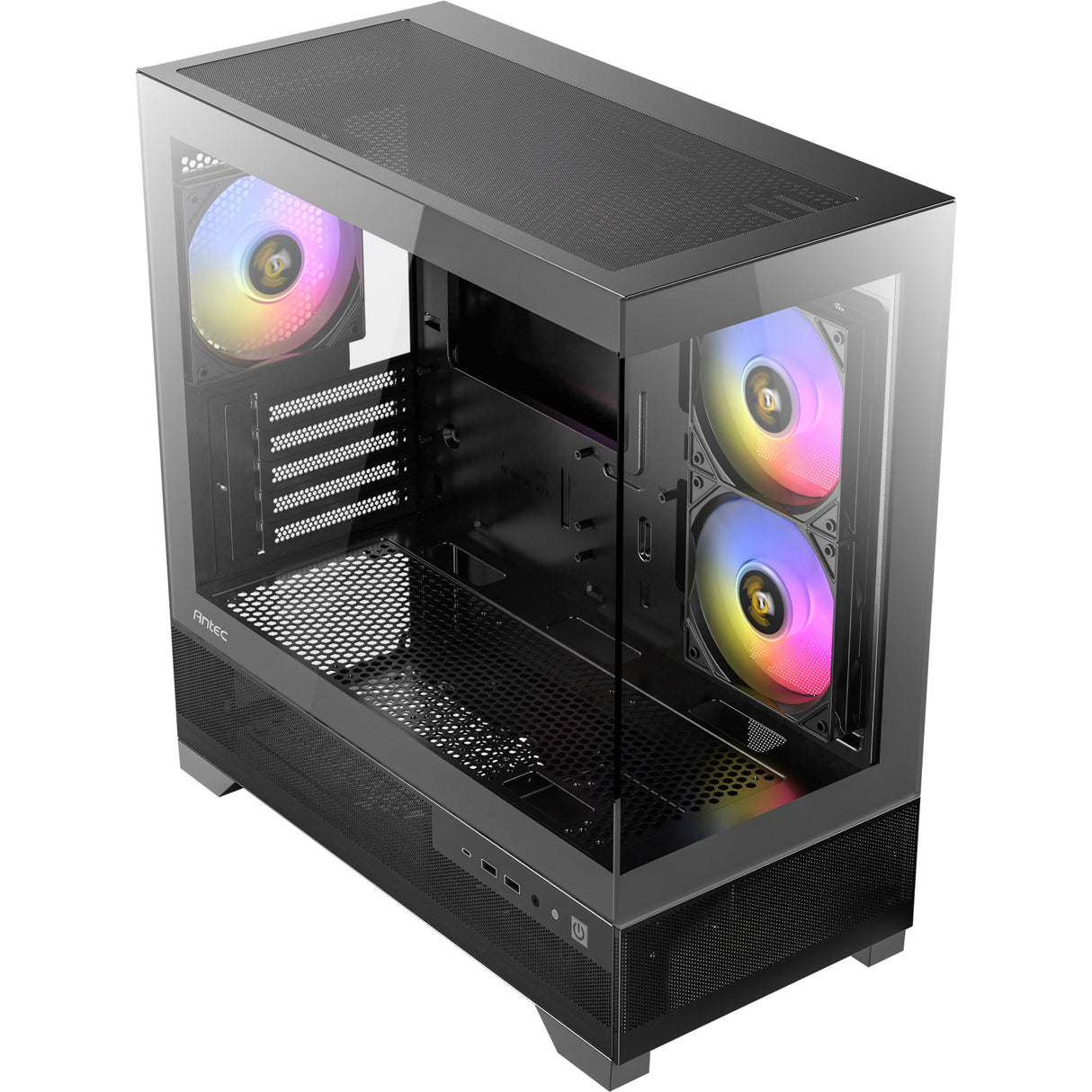 Antec cx500m argb Mini-Tower-Gehäuse (schwarz | 2x USB-A | 1x USB-C | gehärtetes Glas)