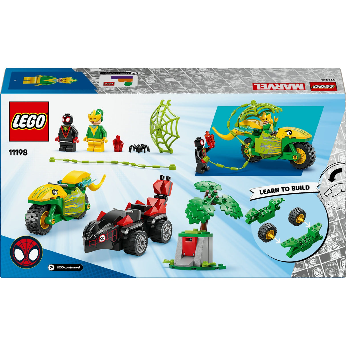 Lego Spidey 11198 Spinne und Elektro-Verfolgungsjagd mit Dinosaurierfahrzeugen