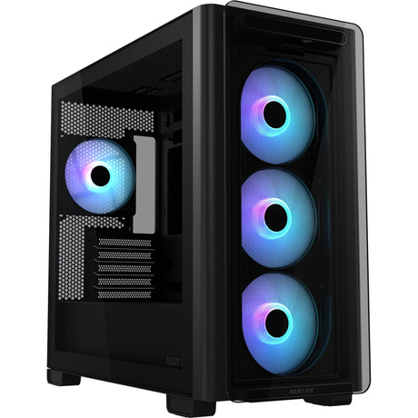 Asus a23 plus Mini-Tower-Gehäuse (schwarz | 2x USB-A | 1x USB-C | RGB | gehärtetes Glas)