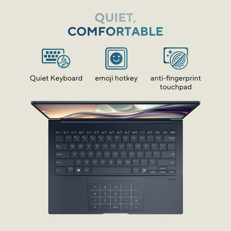 Asus zenbook 14 oled ux3405ca-qd012w 14 laptop (blauw | core ultra 7 255h | arc 140t | 32 gb | 1 tb ssd)