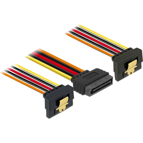 Delock SATA 15-Pin > 2 x SATA 15-Pin Stromverteilerkabel (schwarz rot, 0,15 Meter)