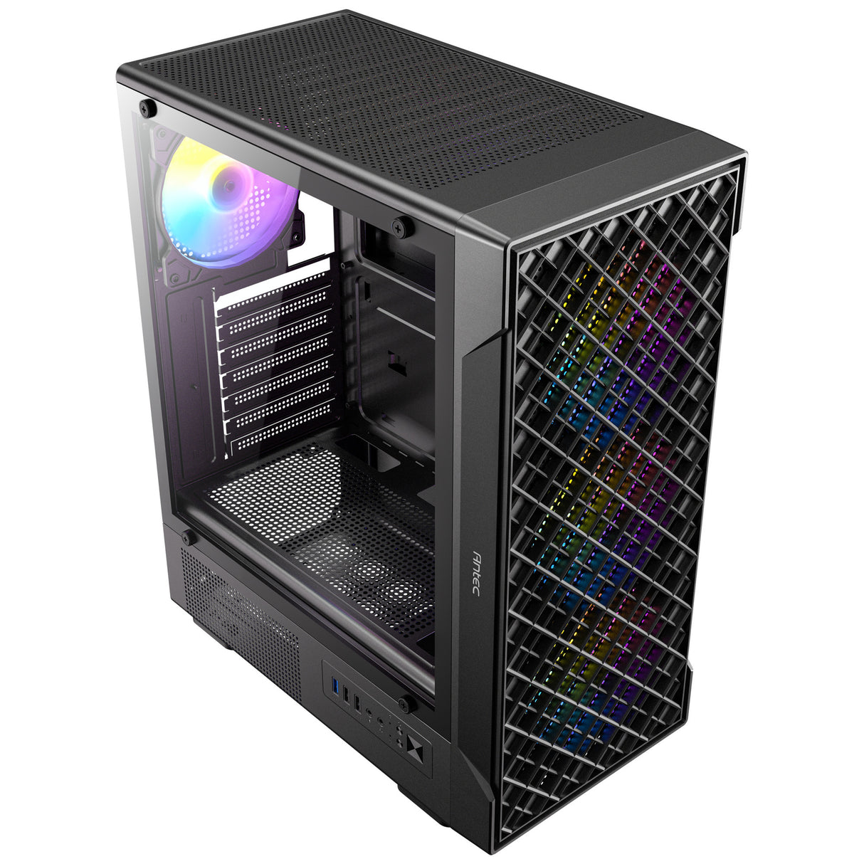 Antec VX320 ArGB Midi-Tower-Gehäuse (schwarz | 3x USB-A | gehärtetes Glas)