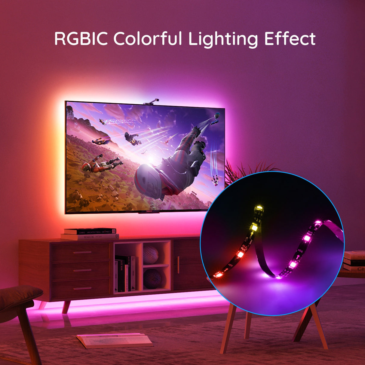 Govee h6199 dreamview t1 tv achtergrondverlichting sfeerverlichting (5 meter, rgbic, wifi, bluetooth, voor 75 - 85 inch tv's)