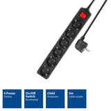 ACT -Sockel mit leuchtendem Schalter, 6 Sockets, 3 m