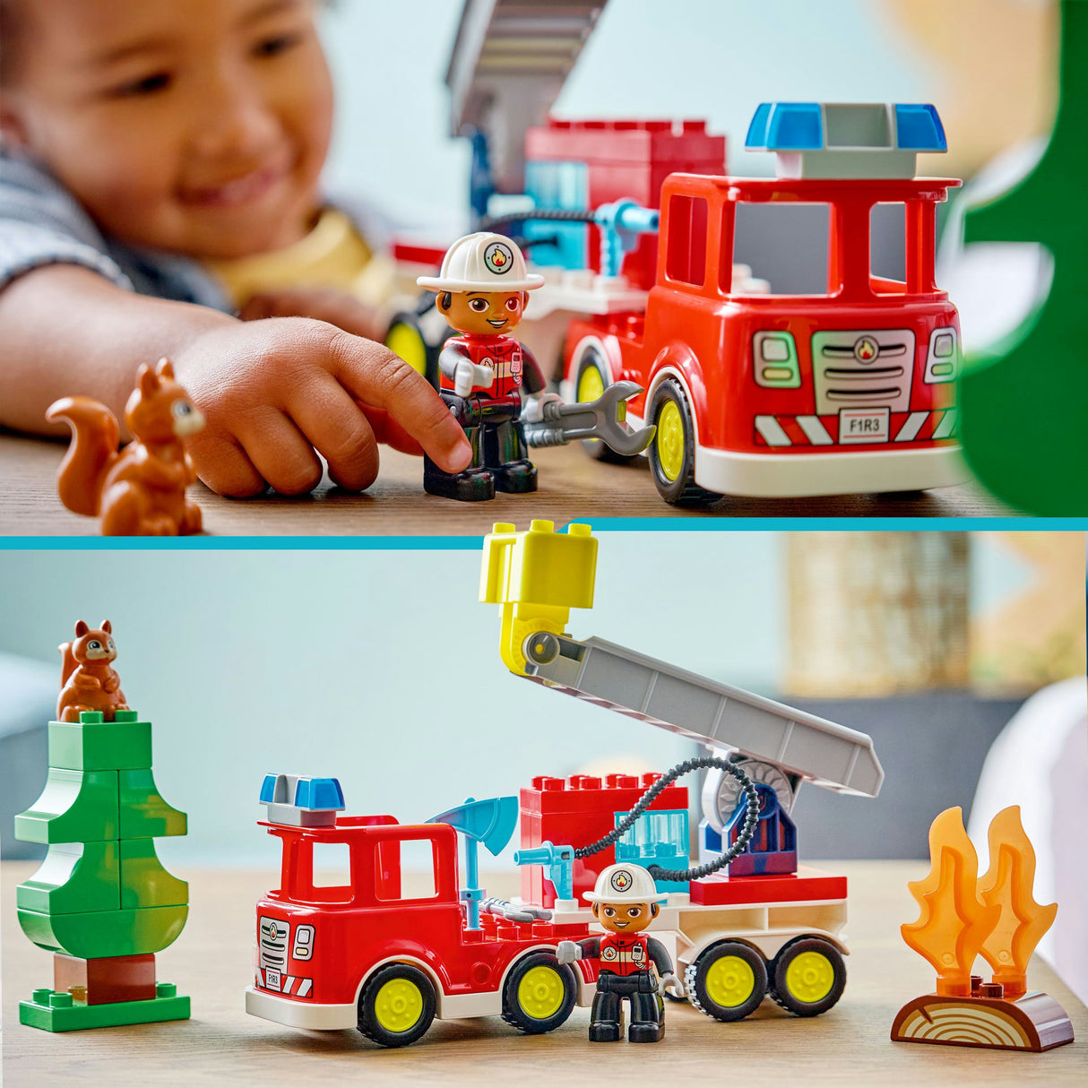 Lego Duplo Town 10473 Feuerwehrauto mit Schlauch und Feuerwehrmann