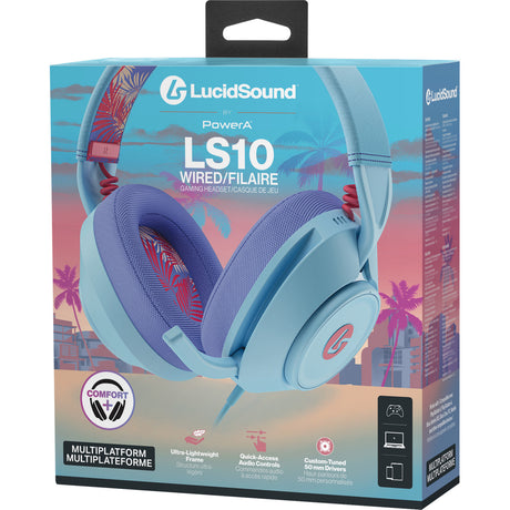 Powera lucidsound ls10 bedrade gamingheadset - oceaangolven over-ear gaming headset (lichtblauw paars, playstation 5, playstation 4, xbox series x|s, xbox one, pc, mobiel)